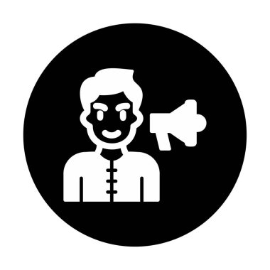 Gençler megafonla, vektör illüstrasyonuyla protesto ediyor  