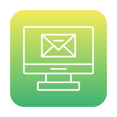 Basit düz bilgisayar e- posta iletisi vektör illüstrasyonu