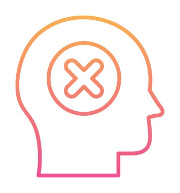 Çapraz işaretli insan kafası, güvensiz kişi, vektör illüstrasyonu