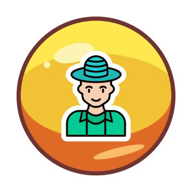 Turist şapkası simgesi, vektör illüstrasyonu 