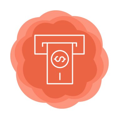 Beyaz arkaplan üzerinde basit tasarım olarak ATM slot satırı simgesinden para çek