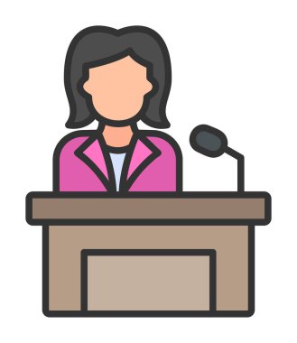 Konuşma standında konuşma yapan kadınlar, vektör illüstrasyonu