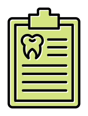 Dişlerinde pano simgesi var. Web için Tıbbi Rapor vektör simgesinin basit illüstrasyonu              