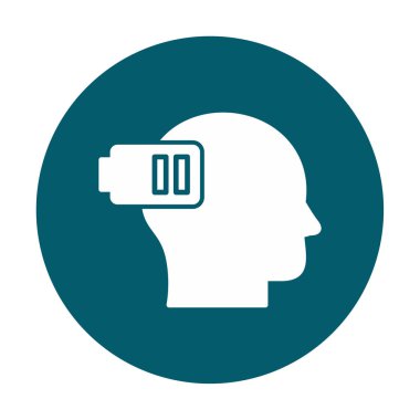 Düşük pil işaretli insan kafası, tükenmiş adam konsepti, vektör çizimi