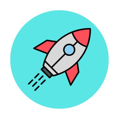 Girişim konsepti, roket simgesi, düz tasarım 