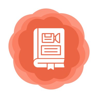 Kamera işaretli kitap simgesi, vektör illüstrasyonu basit tasarım