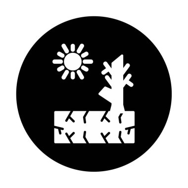 Kuraklık zeminli bir ağacın vektör düzlüğü simgesi 