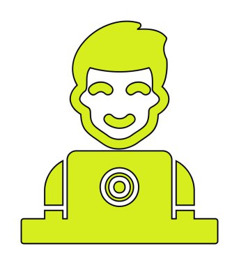 Dizüstü bilgisayarı olan adam vektör çizimi  