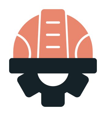 Güvenli Miğfer Düz Vektör Simgesi.                        