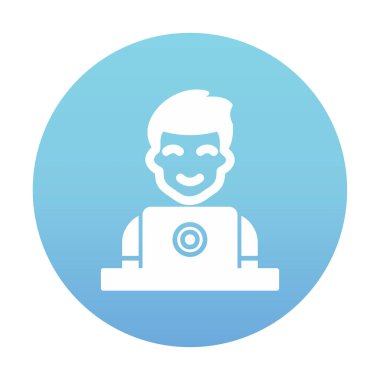 Dizüstü bilgisayarı olan adam vektör çizimi  