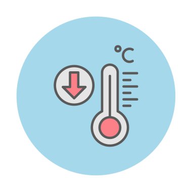 Düşük Sıcaklık simgesi vektör illüstrasyonlu termometre