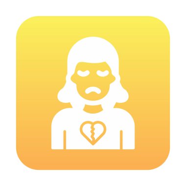 Kırık Kalp ikonu resimli üzgün kadın 