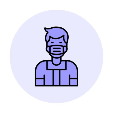 Düz genç adam tıbbi maske taşıyıcısı