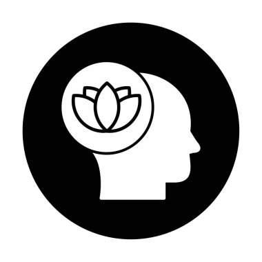 baş ve nilüfer çiçeği simgesi, vektör illüstrasyonu basit tasarım