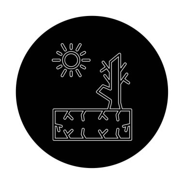 Kuraklık zeminli bir ağacın vektör düzlüğü simgesi 