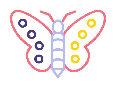 Kelebek Vektör Simgesi Düz Çizim 