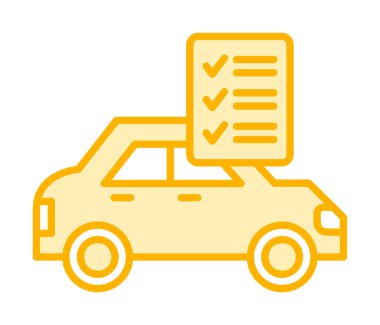 Araç kontrol listesi simgesi, araba bakım vektörü illüstrasyonu 