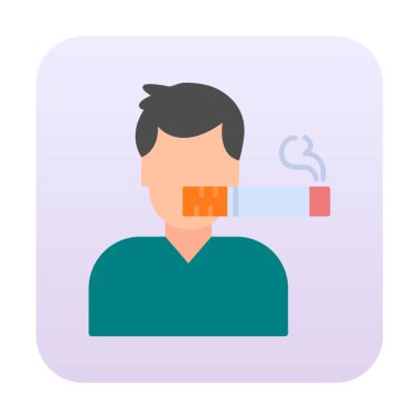 Sigara ikonlu sigara içen adam, vektör illüstrasyonu 