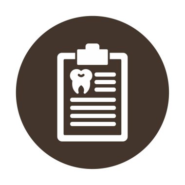 Dişlerinde pano simgesi var. Web için Tıbbi Rapor vektör simgesinin basit illüstrasyonu              