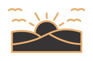 Basit düz gün batımı ve deniz vektör çizimi tasarımı