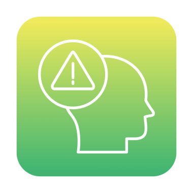 Uyarı işareti olan beyin, uyarı sembolü, vektör illüstrasyonu