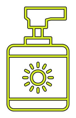 Güzellik ve moda ikonunun vektör çizimi. Güneş kremi                                     