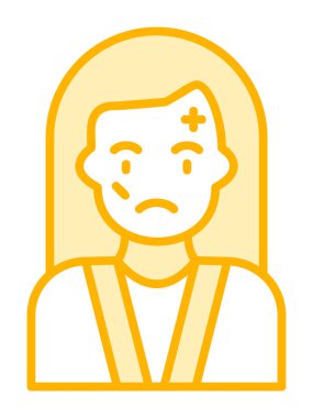 Yaralı kadın ikonu, kayıp kadın, vektör illüstrasyonu