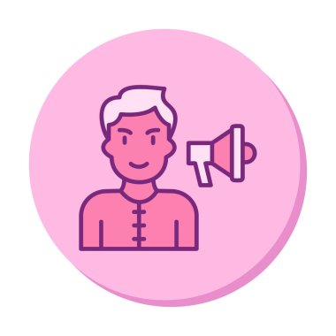 Gençler megafonla, vektör illüstrasyonuyla protesto ediyor  