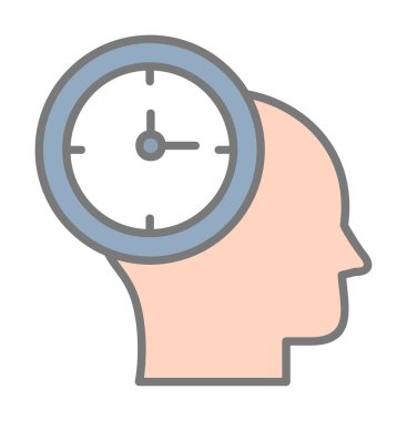 İnsan kafası ikonlu saat. vektör illüstrasyonu                          