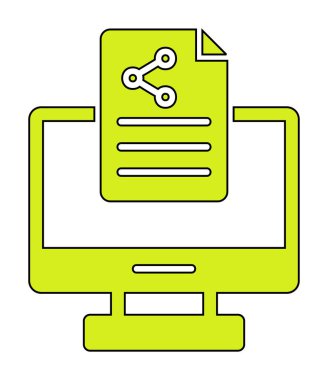 Simge vektör illüstrasyonunu paylaşan bilgisayar 