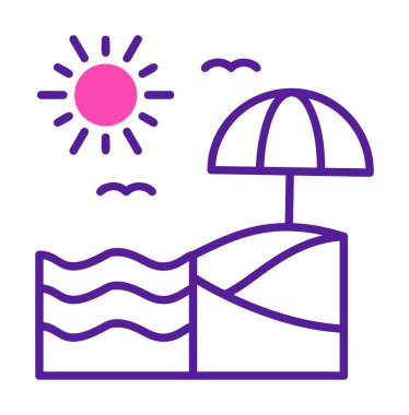 Yaz plaj ikonunun vektör illüstrasyonu 