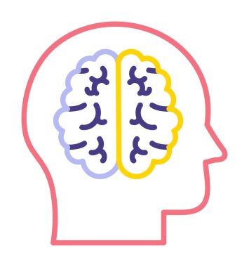 Basit düz beyin simgesi çizim vektörü