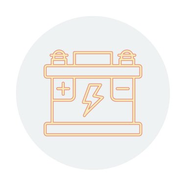 Araba aküsü simgesi. Ağ için Kataloglayıcı imza vektör simgesinin düz çizimi.