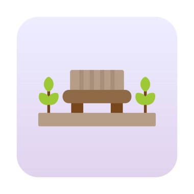 Park bankının ikonu. Düz renk tasarımı. vektör illüstrasyonu