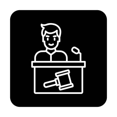 Açık artırmacı simgesi düz stil, vektör illüstrasyonu