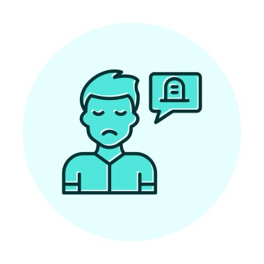 İnsan ve konuşma balonu mezar taşı işareti, vektör illüstrasyonu