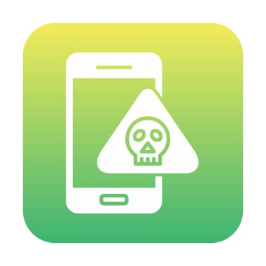 akıllı telefon ve kafatası simgesi tasarımı, tehlike ve uyarı teması, vektör illüstrasyonu