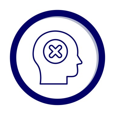 Çapraz işaretli insan kafası, güvensiz kişi, vektör illüstrasyonu