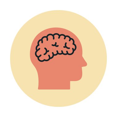 Basit düz beyin simgesi çizim vektörü