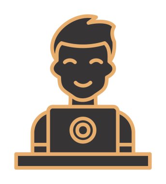 Dizüstü bilgisayarı olan adam vektör çizimi  