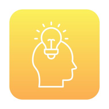 Ampul ışığı simgesi olan insan kafası, vektör illüstrasyonu 