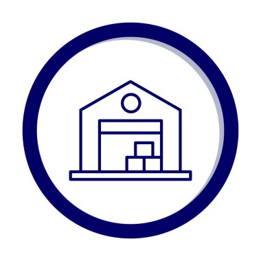 Kutu simgesi ve vektör illüstrasyonlu depo 