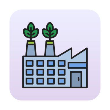 Basit Eco Factory simgesi, vektör illüstrasyonu