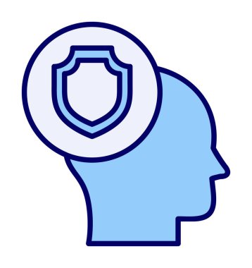 Kalkan ikonlu düz kafa. vektör illüstrasyonu