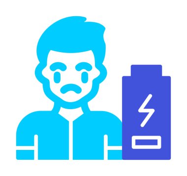 Enerji bataryası olmayan bir adamın vektör çizimi 