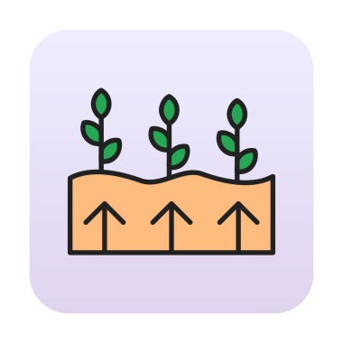 Bitkiler ve oklar ikon vektör çizimi. Jeotermal Enerji Konsepti                   