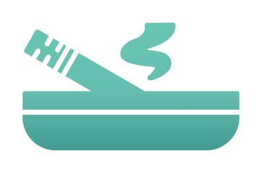 Kül tablası yanan sigara ikonu, vektör illüstrasyonu 