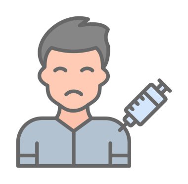 Şırıngalı üzgün adam. Uyuşturucu bağımlılığı kavramı, vektör illüstrasyonu