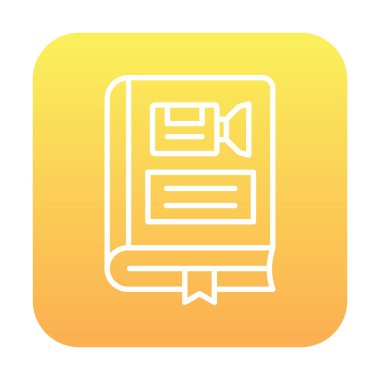 Kamera işaretli kitap simgesi, vektör illüstrasyonu basit tasarım