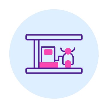 benzin istasyonu web simgesi, vektör illüstrasyonu